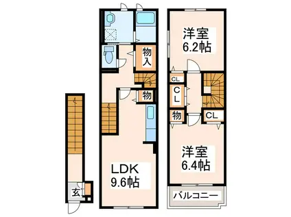 エルミタージュ(2LDK/2階)の間取り写真