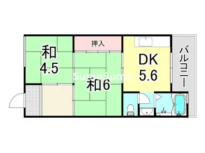 ニューグリーンマンション(2DK/1階)の間取り写真