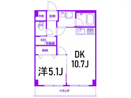 ヴィラデステKOSUGE(1LDK/3階)の間取り写真