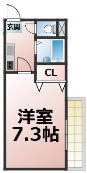 大宝緑橋ルグラン(1K/3階)の間取り写真