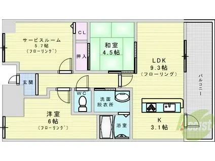 ラフィーネフォレスタ(2LDK/6階)の間取り写真