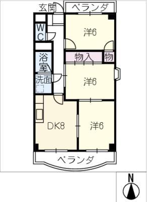 GRANDEG21K(3DK/3階)の間取り写真