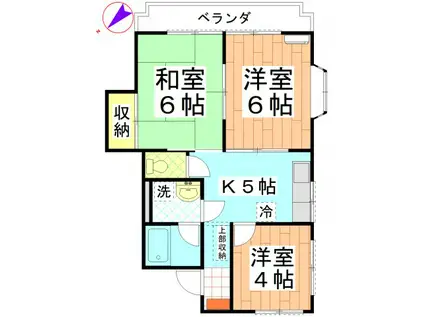 黒砂第6ハイツ(3K/2階)の間取り写真