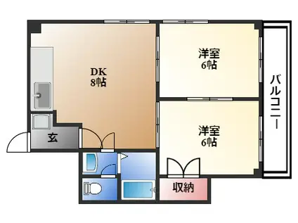 シンタックスビルII(2DK/3階)の間取り写真