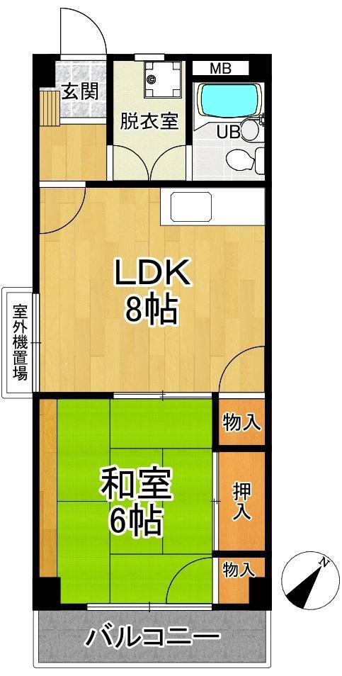 あおやぎビル(1LDK/2階)の間取り写真