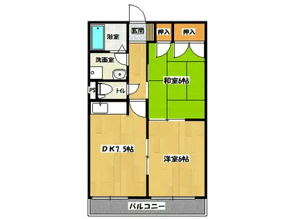 メゾン・ド・ルミエール(2DK/1階)の間取り写真