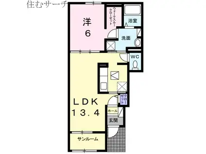 グレイスK 楠 B(1LDK/1階)の間取り写真