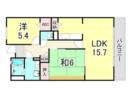 UR西宮マリナパークシティ丘のある街 8号棟(2LDK/4階)の間取り写真