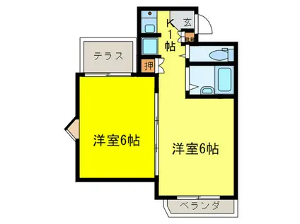 パルティーレ武蔵中原(2K/1階)の間取り写真