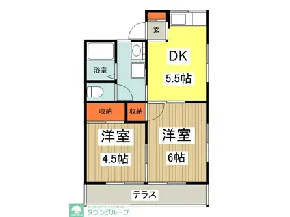 こびき台ハウスA(2DK/1階)の間取り写真