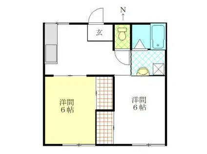 クレフォート緑園(2DK/1階)の間取り写真