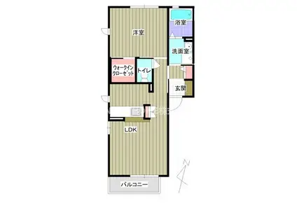クラヴィエ田園(1LDK/2階)の間取り写真