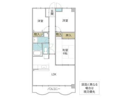 センチュリー時計台I(3LDK/2階)の間取り写真