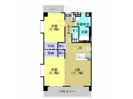 グランディール榎(2LDK/4階)の間取り写真