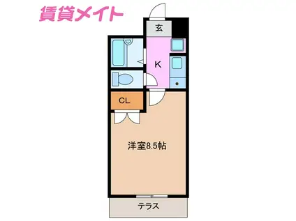 エクシード(1K/1階)の間取り写真