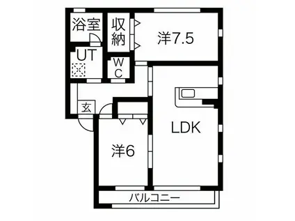 コートハウス ディア・アーバン(2LDK/2階)の間取り写真