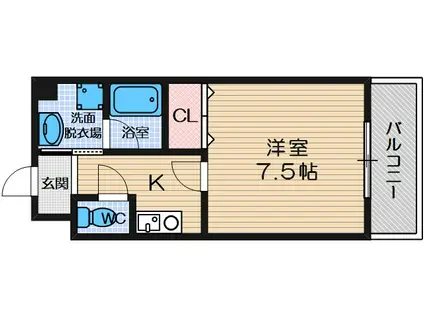 エルカーサ正雀Ⅰ(1K/2階)の間取り写真