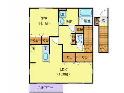 32GATE(1LDK/2階)の間取り写真
