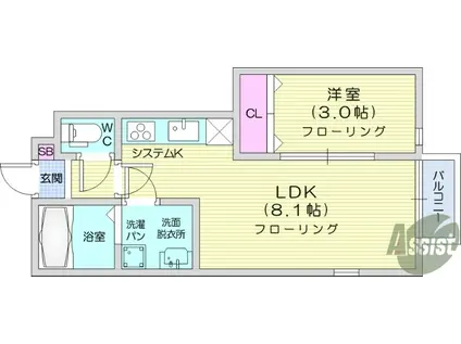 ディアコート2 A棟(1LDK/1階)の間取り写真