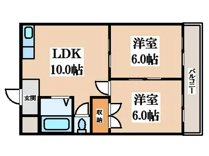 シリウス四條畷(2LDK/3階)の間取り写真