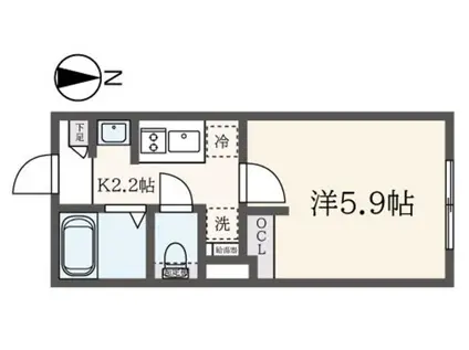 A LATO FUDOMAE(1K/2階)の間取り写真