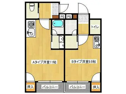 なごみマンション(ワンルーム/1階)の間取り写真