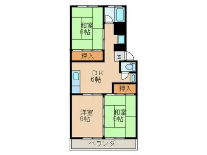 第一白水ビル(3DK/2階)の間取り写真