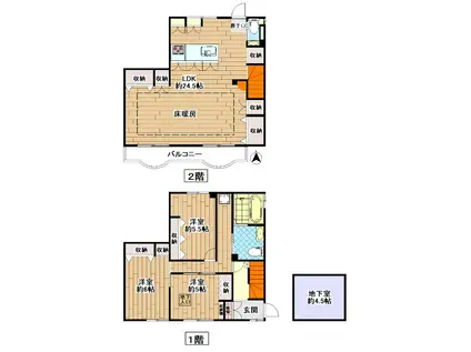 秋葉ハイツ(3LDK/1階)の間取り写真