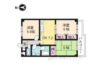 ボナセーラ竹田(3LDK/4階)の間取り写真