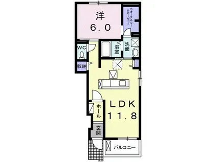フォルトゥーナ ノール(1LDK/1階)の間取り写真