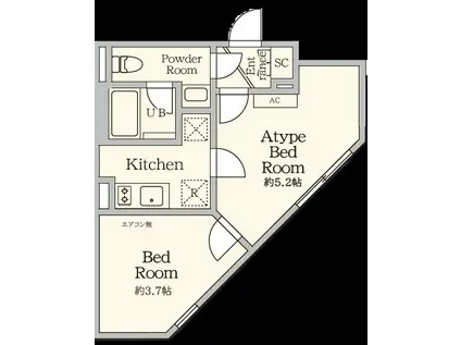 AGRCES北新宿II(1LDK/1階)の間取り写真