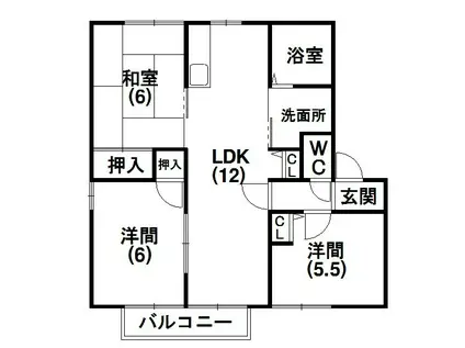 ガーデンハイツ四ッ池 A(3LDK/2階)の間取り写真
