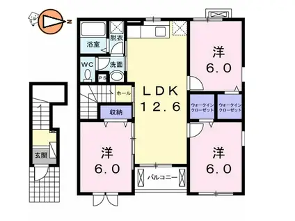 ベネヴォレンテC(3LDK/2階)の間取り写真