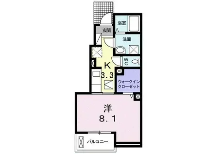 ドゥース レシ B(1K/1階)の間取り写真