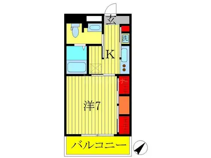 リブリ・柏中央(1K/6階)の間取り写真