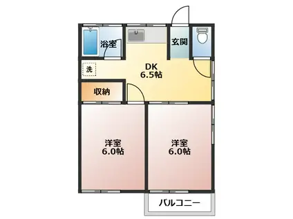 秋山荘(2DK/2階)の間取り写真