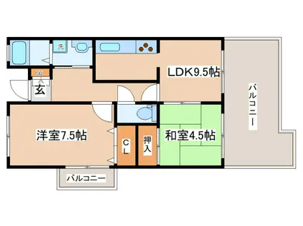 ウイング神戸(2LDK/9階)の間取り写真