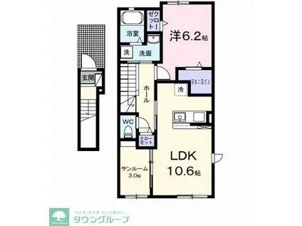 マニフィーク(1LDK/2階)の間取り写真