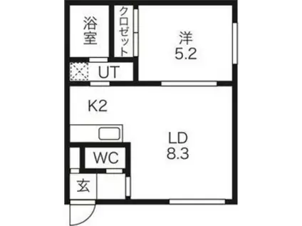 グランディール(1LDK/1階)の間取り写真