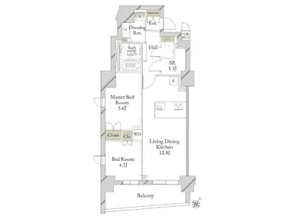 LIVECASA文京千石PREMIER(2SLDK/7階)の間取り写真