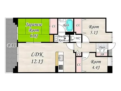 キングマンション福島VI(3LDK/8階)の間取り写真