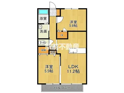 メゾングランドールKANZAKI(2LDK/1階)の間取り写真