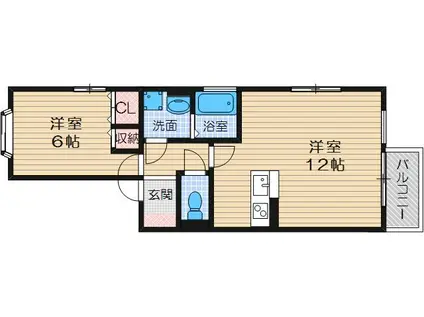 ストーク小野原(1LDK/1階)の間取り写真