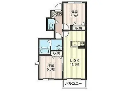 多摩都市モノレール 泉体育館駅 徒歩19分 2階建 築13年(2LDK/1階)の間取り写真