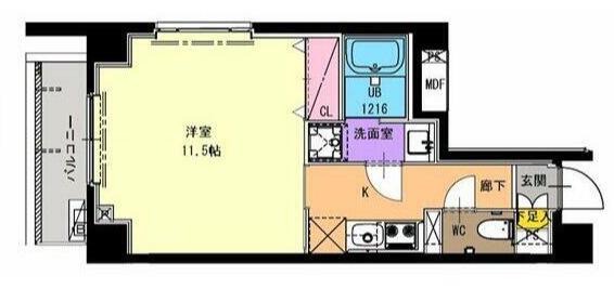 クレサール横中(1K/1階)の間取り写真