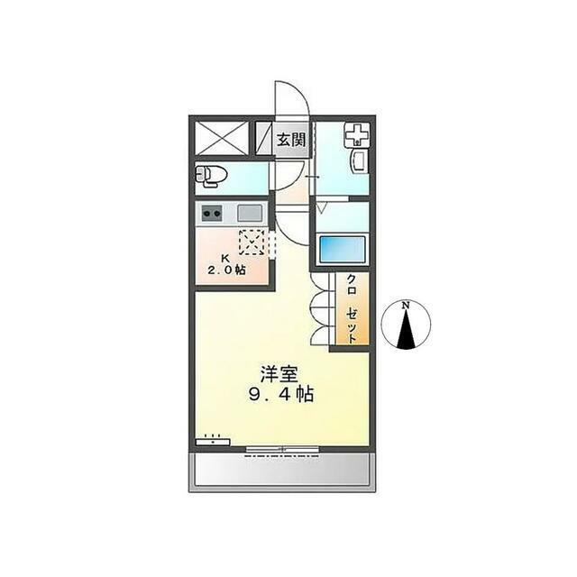 ベルクレストK(1K/1階)の間取り写真