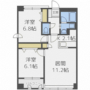 ノヴァ南円山(2LDK/3階)の間取り写真