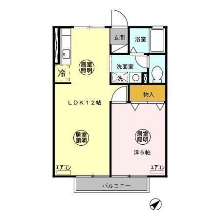 プログレヒノ(1LDK/2階)の間取り写真