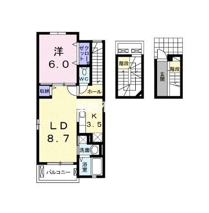 BRUNOIV(1LDK/3階)の間取り写真