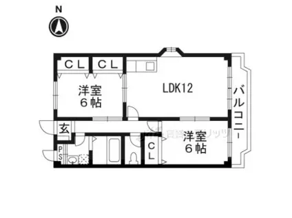 プリベイル田中(2LDK/3階)の間取り写真